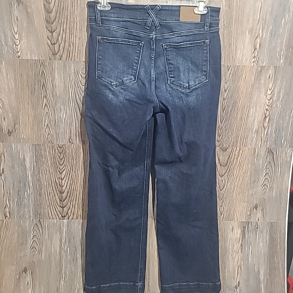 Judy Blue Wide Leg Jeans Size 13/31 x 29.5 Dark Wash High Rise Stretch - Picture 5 of 9